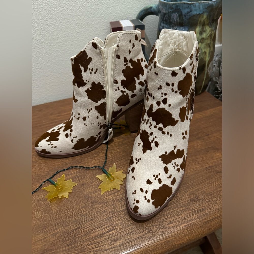 Cow print boots